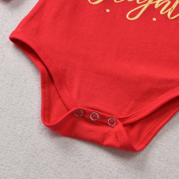 Girl girls baby Christmas Holidays Shine onesie skirt bow red gold cute new - Picture 5 of 9